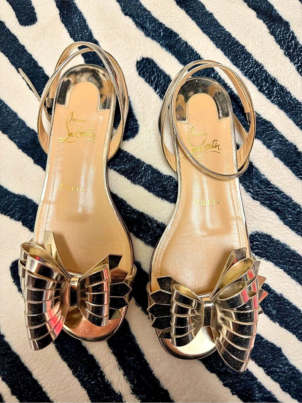 Christian Louboutin Metallic Bow Sandals